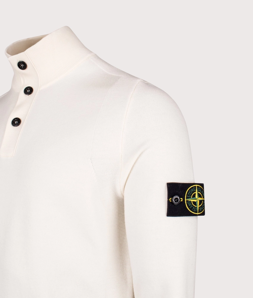 Stone Island Mens Button Neck Reverse Stitch Jumper